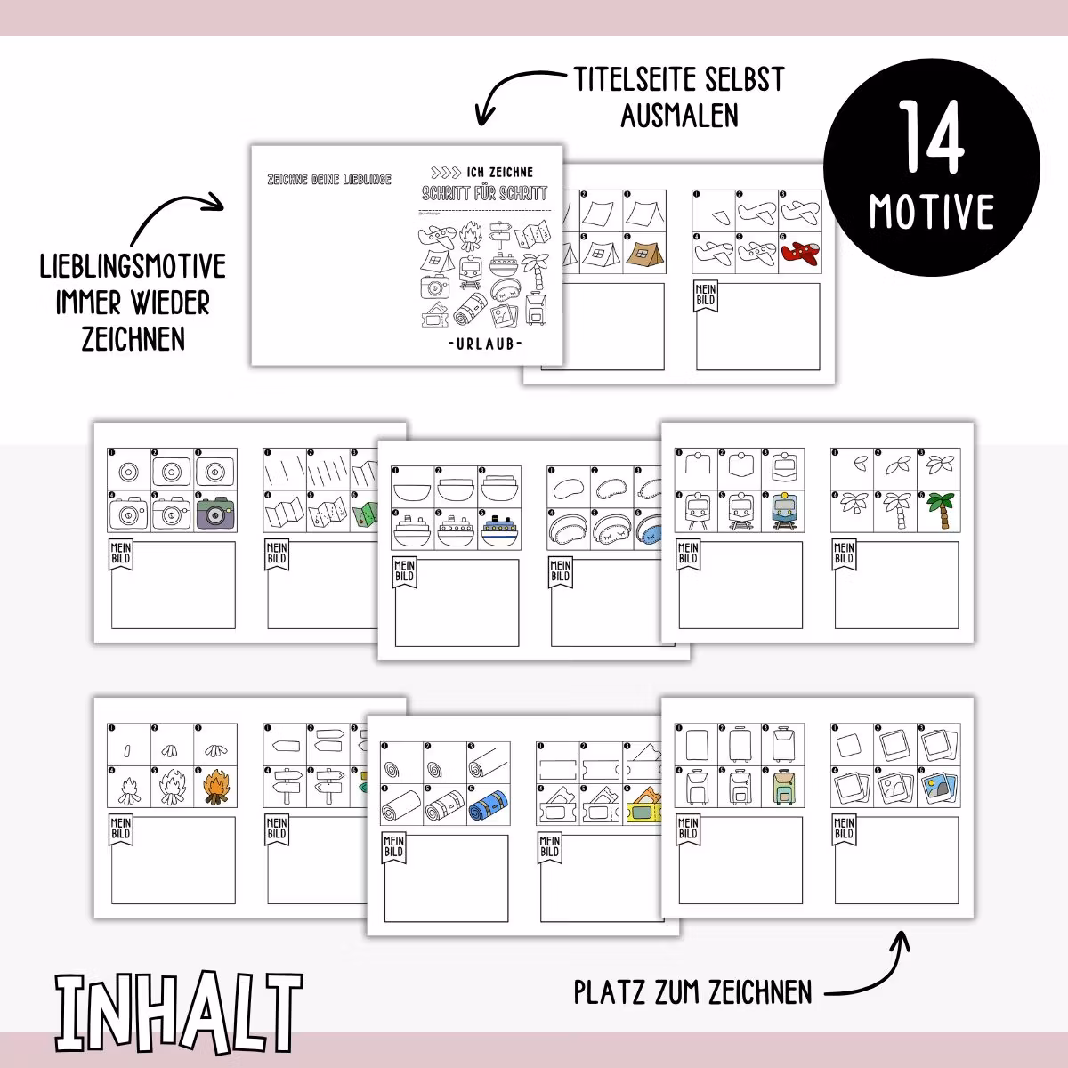 Zeichenbuch Schritt für Schritt - Urlaub