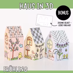 Frühlingsbasteln - Häuser in 3D