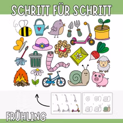 Frühlingsmotive Schritt für Schritt zeichnen - 20 Vorlagen