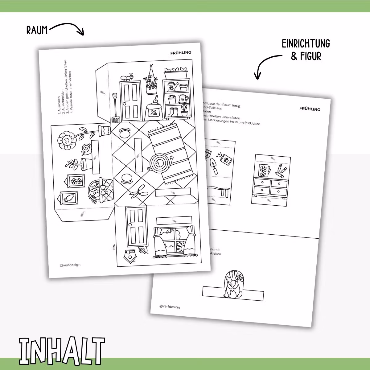 3D-Puppenhaus zum Basteln: Frühling