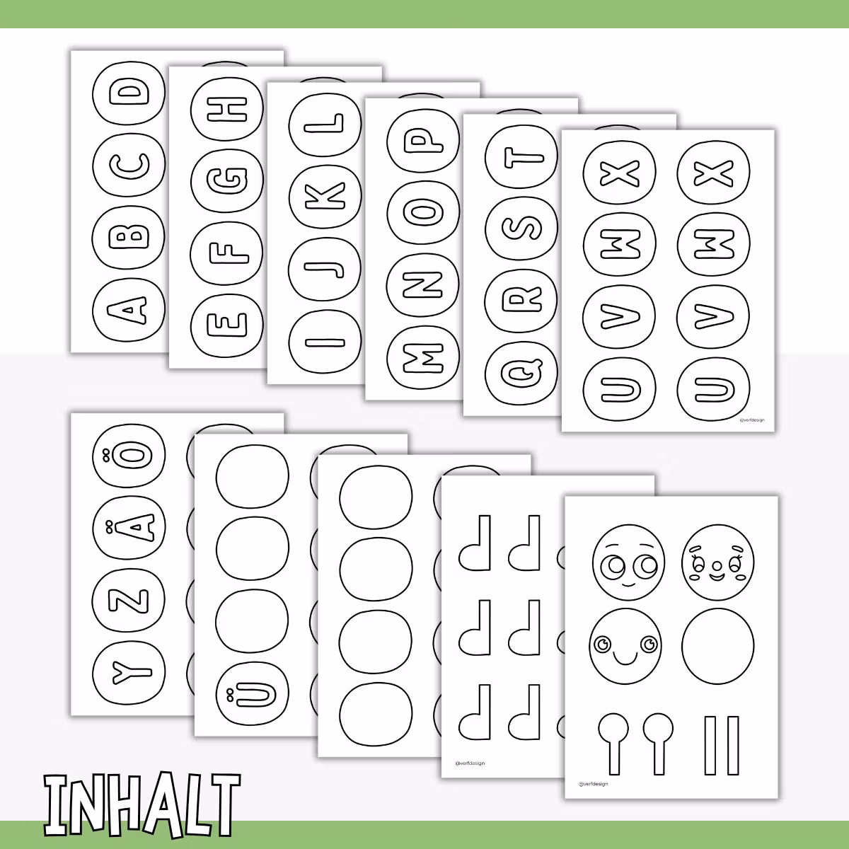 Namensschild basteln - Raupe zum Ausdrucken