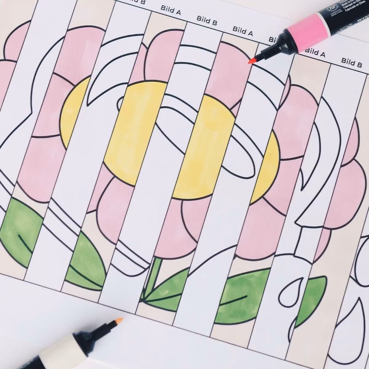 Frühlingsbasteln - Faltbilder (Agamograph) zum Ausdrucken