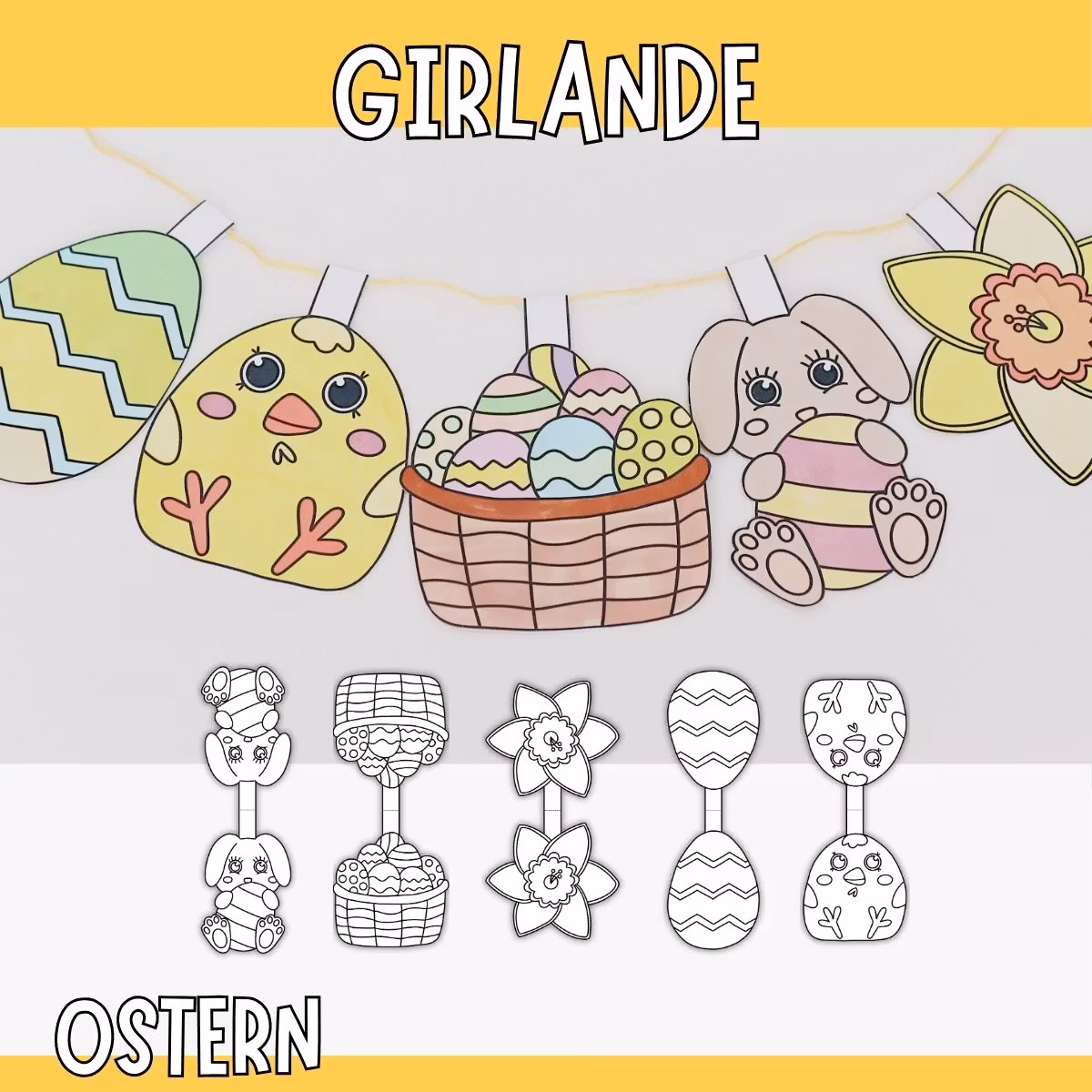 Osterbasteln zum Ausdrucken - Girlande