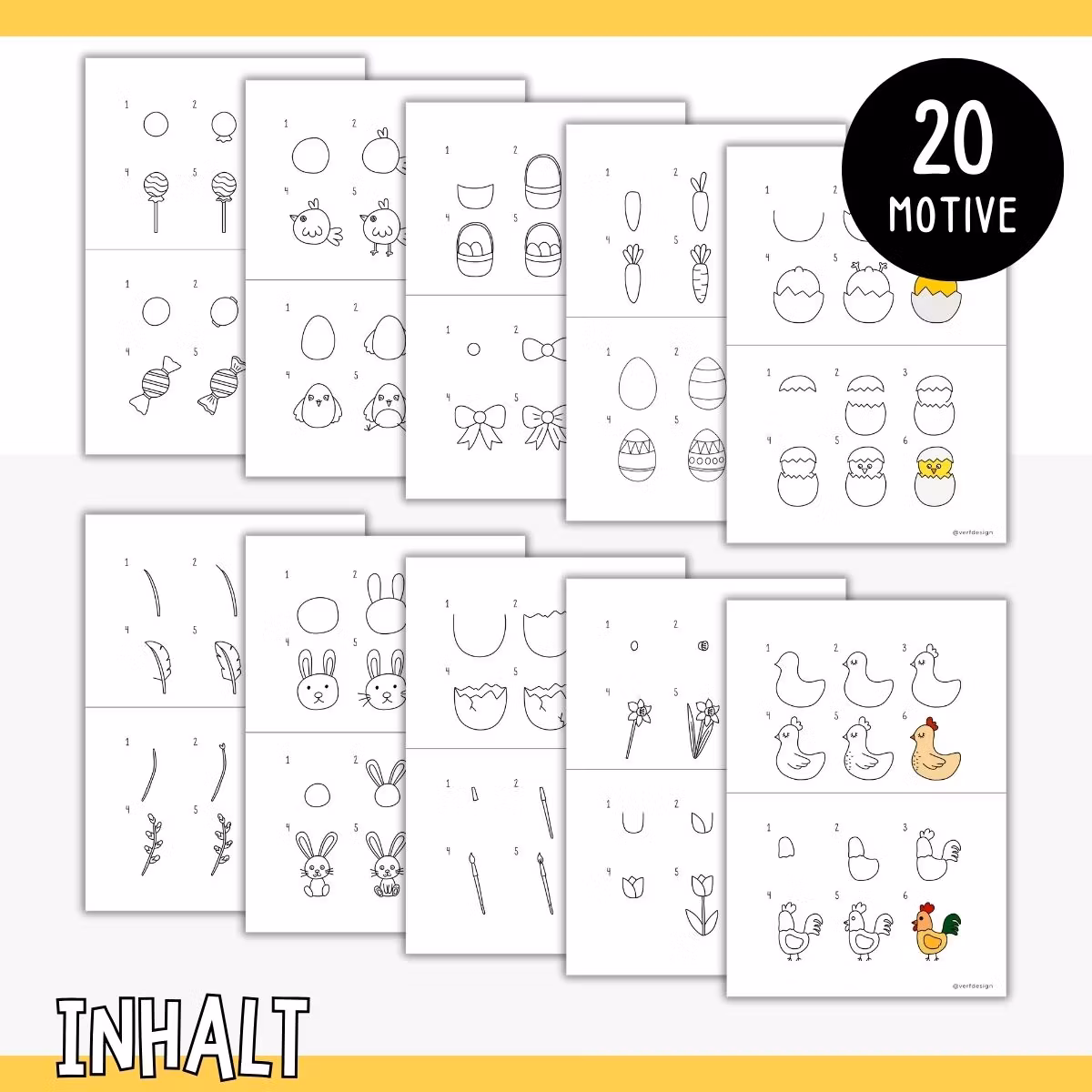 Ostermotive Schritt für Schritt zeichnen - 20 Vorlagen