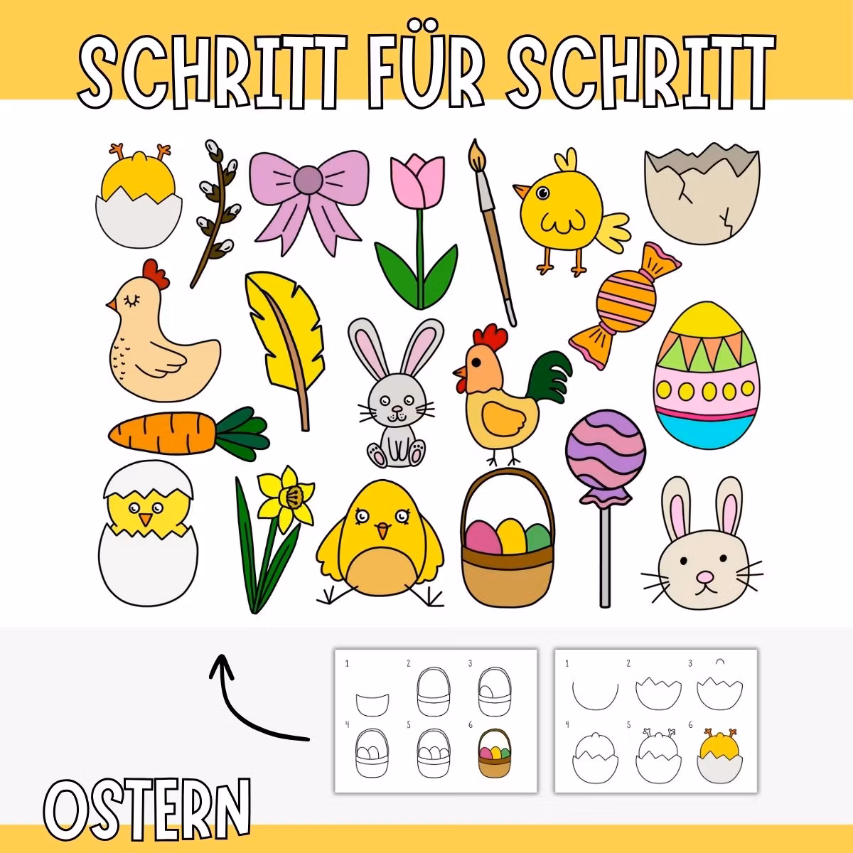 Ostermotive Schritt für Schritt zeichnen - 20 Vorlagen