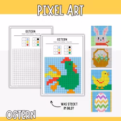 Pixelbilder Ostern - Bastelvorlagen für Kinder