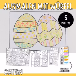 Ausmalen mit Würfel - Ostern