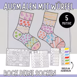 Ausmalen mit Würfel - Rock deine Socken