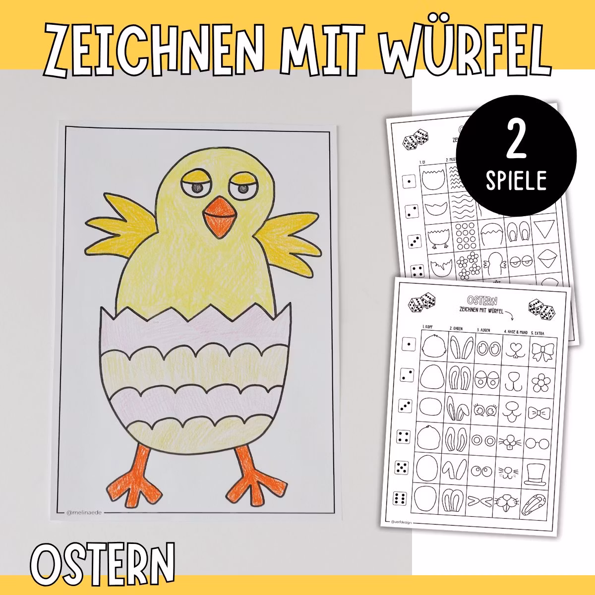 Zeichnen mit Würfel - Ostern