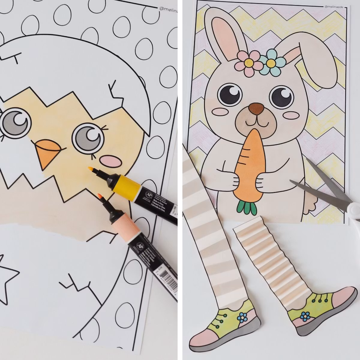 Zickzack-Figuren basteln - Ostern