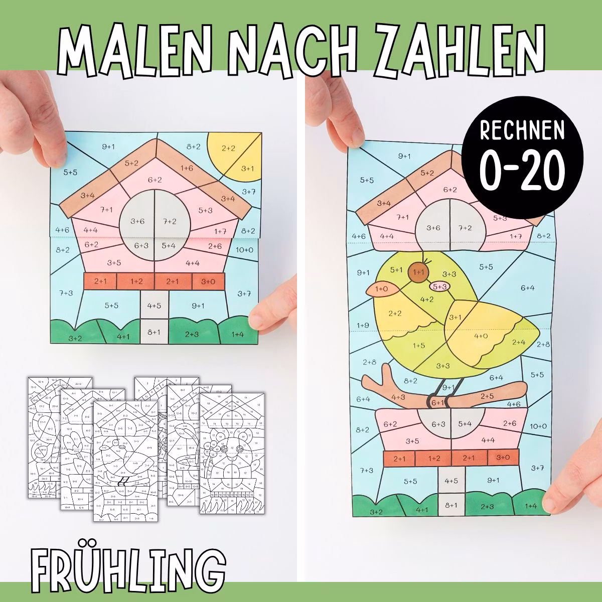 Malen nach Zahlen (Rechnen 0-20) - Frühling