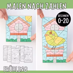 Malen nach Zahlen (Rechnen 0-20) - Frühling