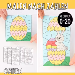 Malen nach Zahlen (Rechnen 0-20) - Ostern