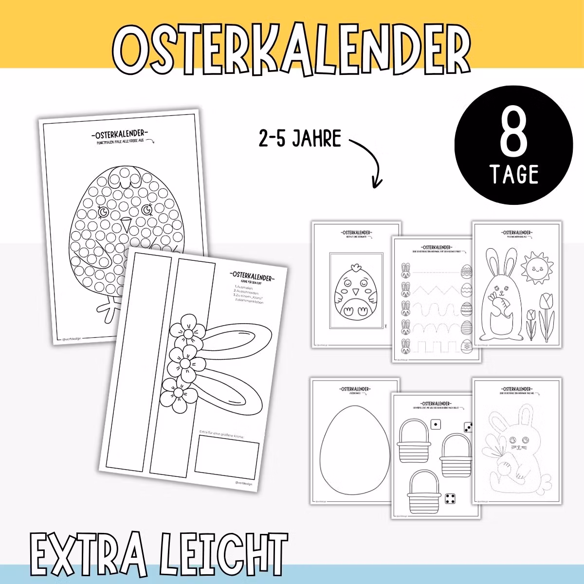 Osterkalender - Extra leicht (8 Bastelvorlagen)