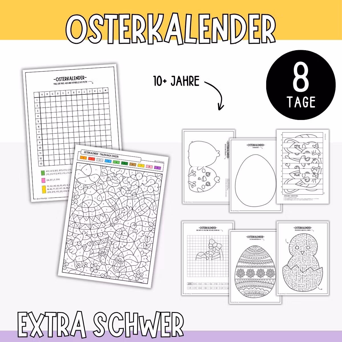 Osterkalender - Extra schwer (8 Bastelvorlagen)