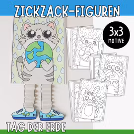 Zickzack-Figuren basteln - Tag der Erde