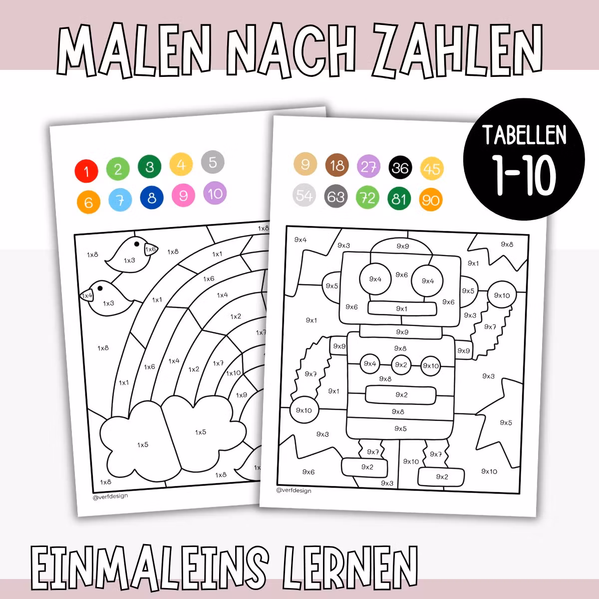 Malen nach Zahlen - Einmaleins (1×1 bis 10)