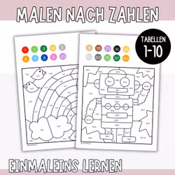 Malen nach Zahlen - Einmaleins (1×1 bis 10)