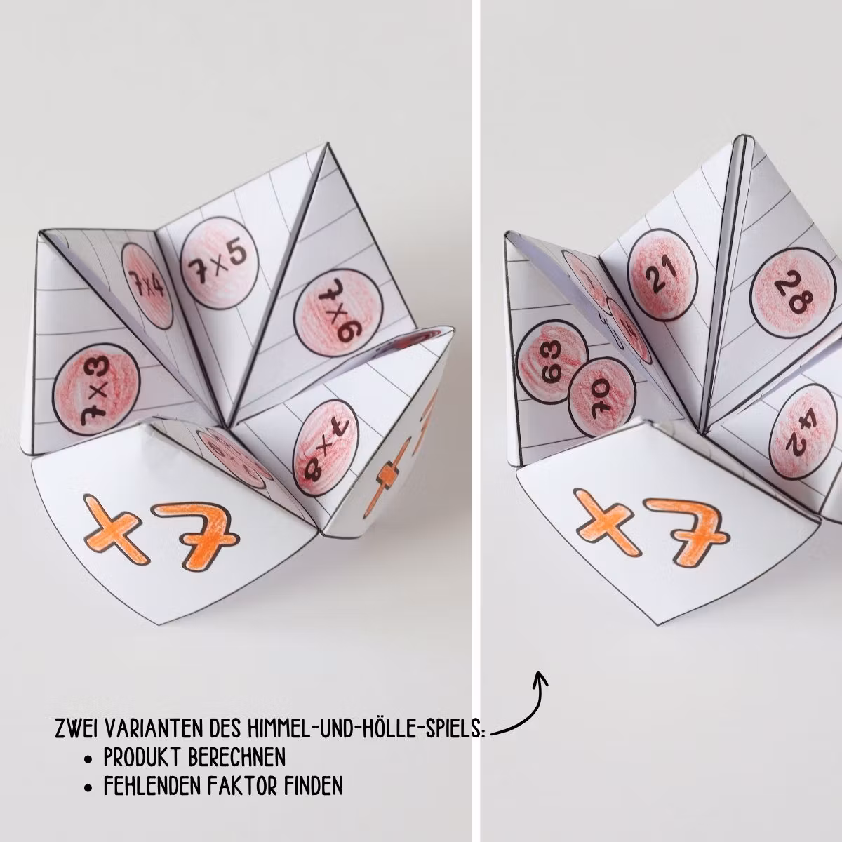 Einmaleins üben - Himmel-und-Hölle-Spiel (Multiplikation)