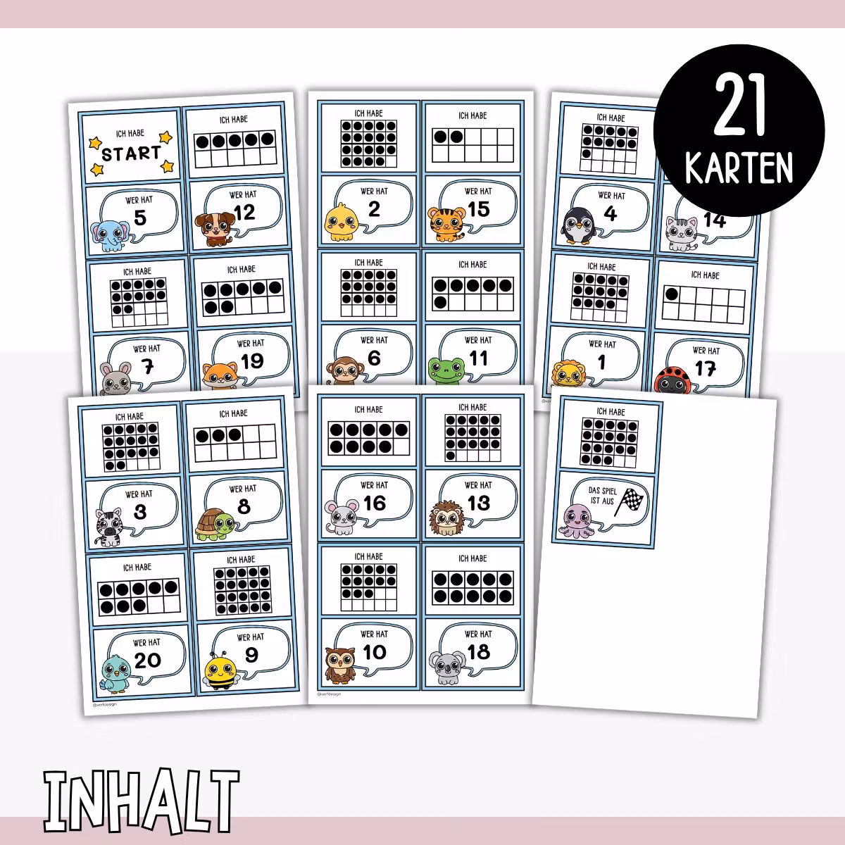 Ich habe, wer hat? - Zahlenspiel 1-20 mit Tieren
