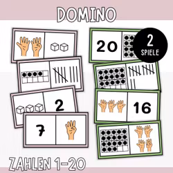 Domino Zahlen 1-20 - Mengen zuordnen (2 Spiele)