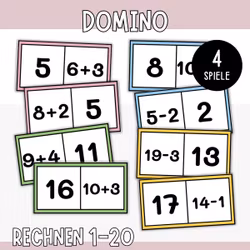 Mathe-Domino - Addition und Subtraktion bis 20 (4 Spiele)