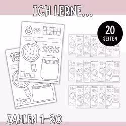 Zahlen lernen 1-20 - Arbeitsblätter für Kinder