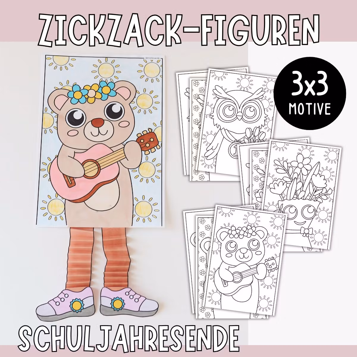Zickzack-Figuren basteln - Schuljahresende