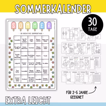 Sommerferien-Kalender - 30 Tage (Extra leicht)