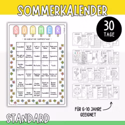 Sommerferien-Kalender - 30 Tage (Standard)