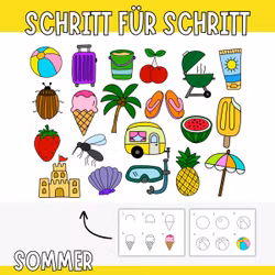 Sommermotive Schritt für Schritt zeichnen - 20 Vorlagen