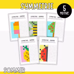 Symmetrie ausmalen mit Pixelbildern - Sommer