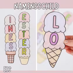 Namensschild basteln - Eis zum Ausdrucken