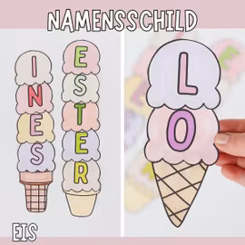 Namensschild basteln - Eis zum Ausdrucken