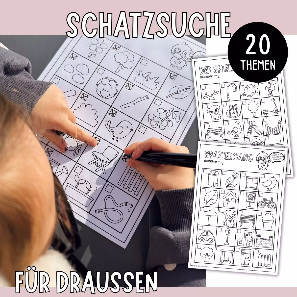 Schatzsuche für Kinder - 20 ausdruckbare Seiten für draußen