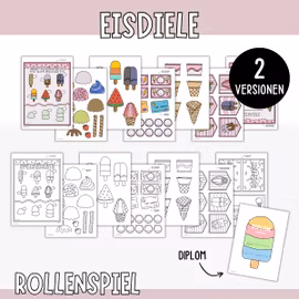 Eisdiele Spielset zum Ausdrucken - Rollenspiele für Kinder