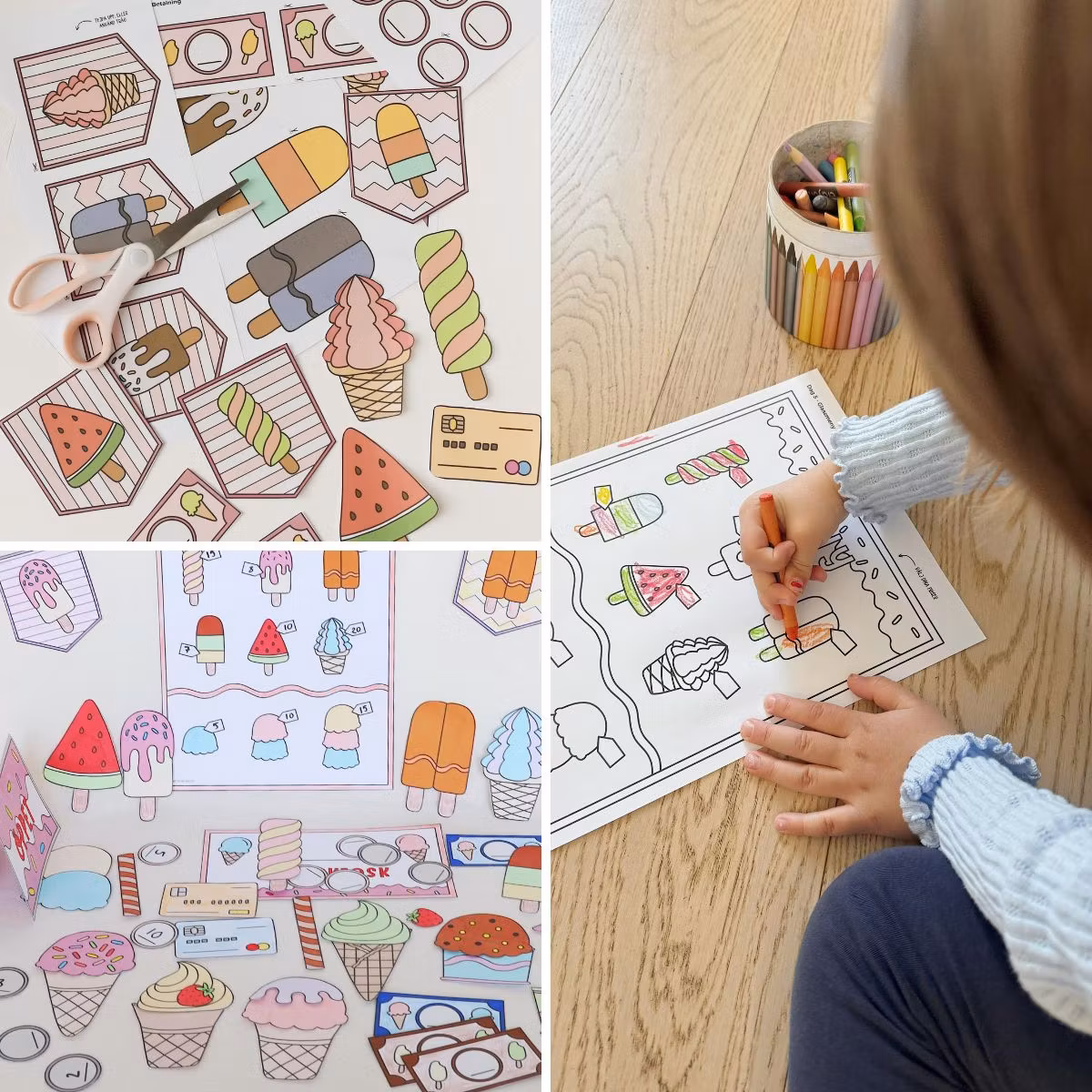 Eisdiele Spielset zum Ausdrucken - Rollenspiele für Kinder