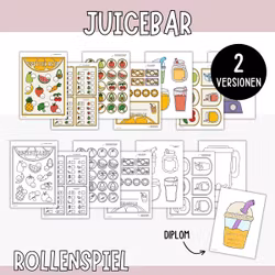 Juicebar Spielset zum Ausdrucken - Rollenspiele für Kinder