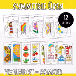 Symmetrie üben - Pixelbilder Sommer
