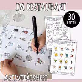 Im Restaurant - Aktivitätsheft mit Spielen, Rätseln, Schatzsuchen & Bastelideen