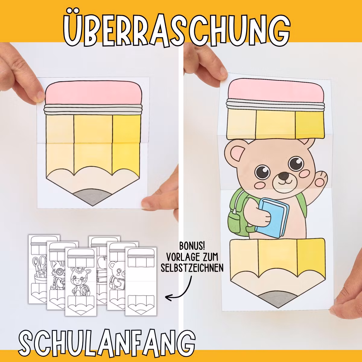 Aufklappbare Bastelbilder - Schulanfang