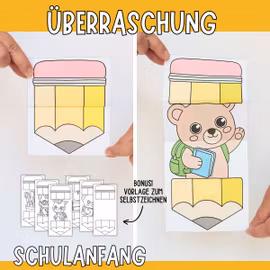 Aufklappbare Bastelbilder - Schulanfang