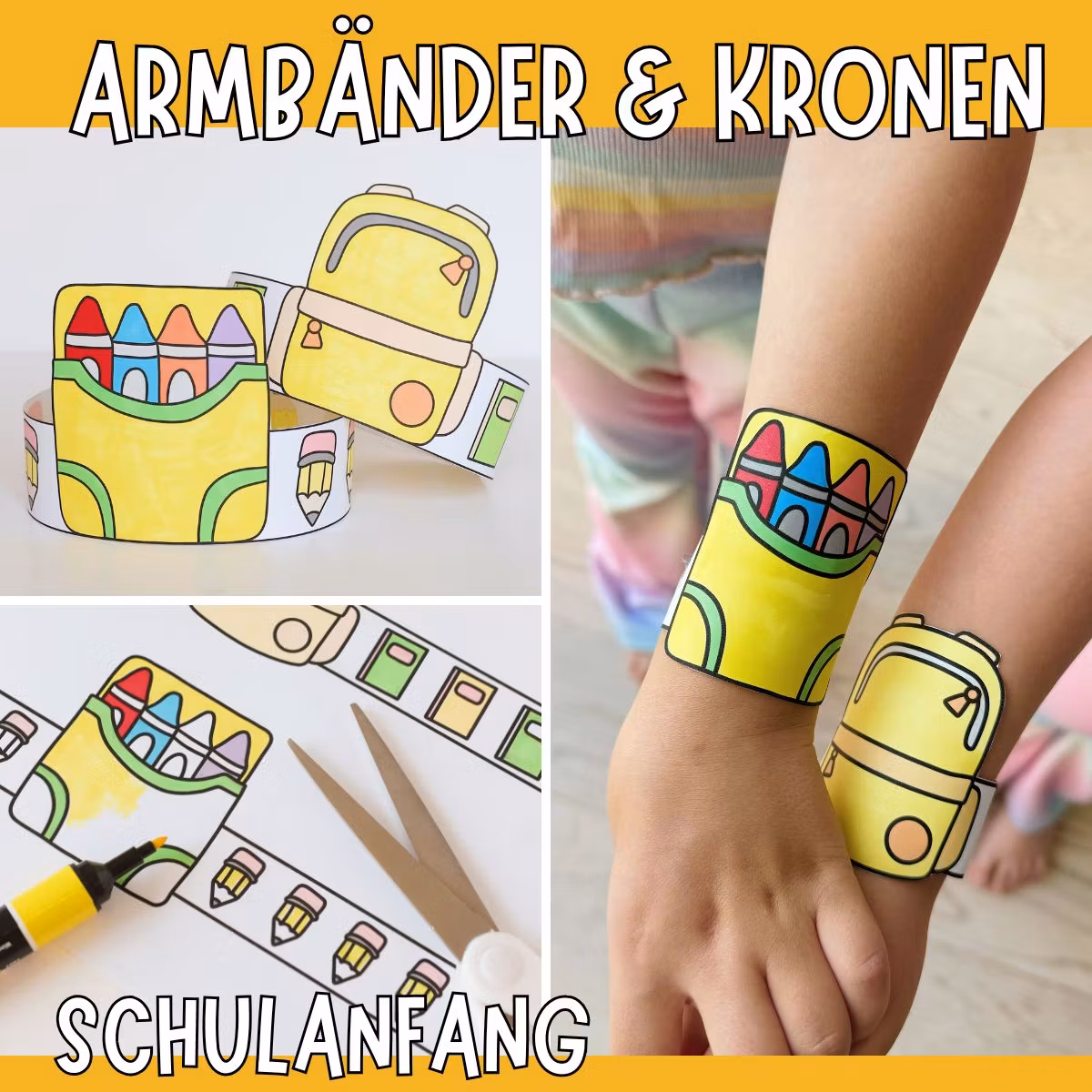 Kronen und Armbänder basteln - Schulanfang