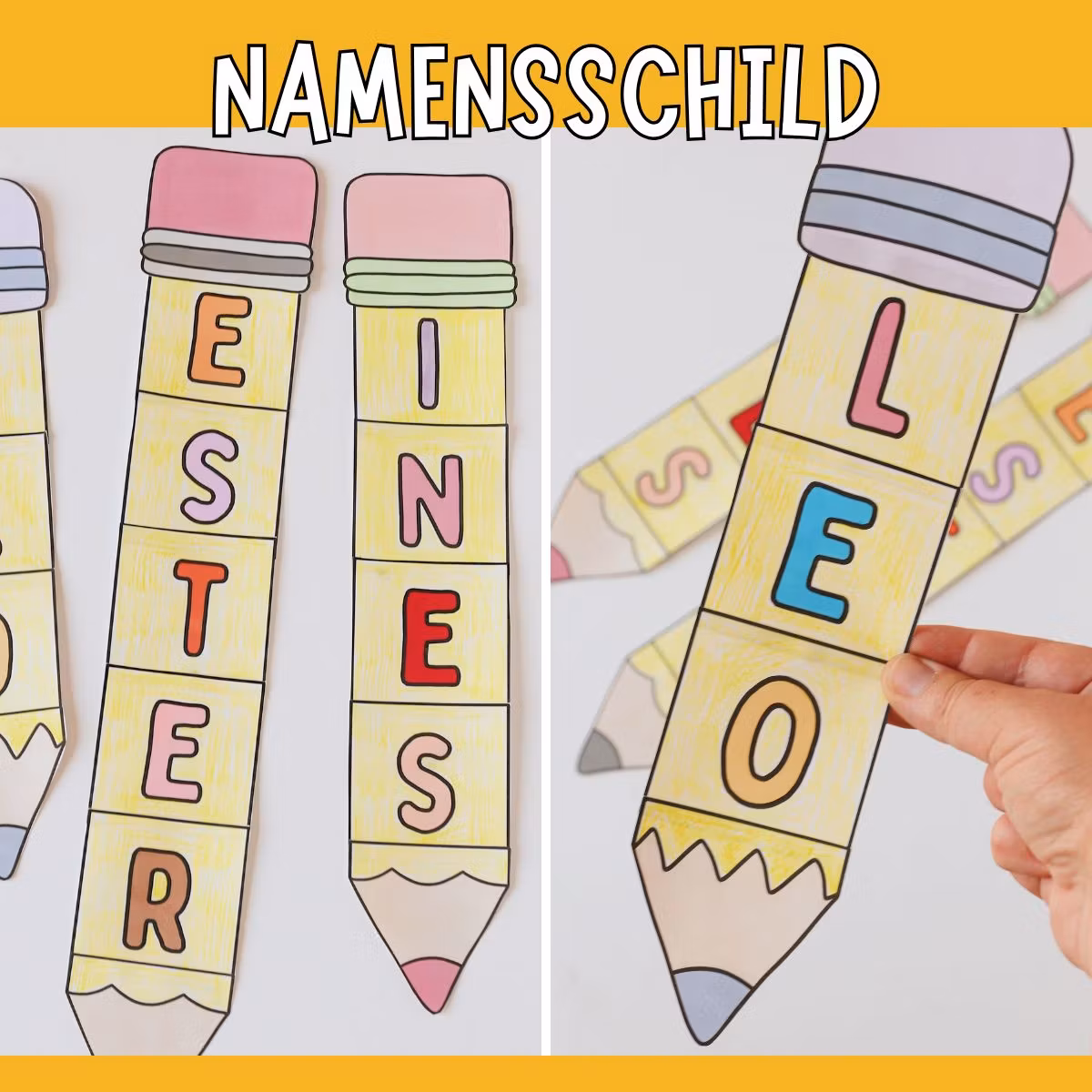 Namensschild basteln - Stift zum Ausdrucken