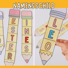 Namensschild basteln - Stift zum Ausdrucken