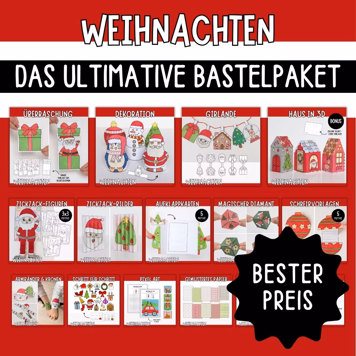 Weihnachtsbasteln - Das ultimative Bastelpaket zum Ausdrucken