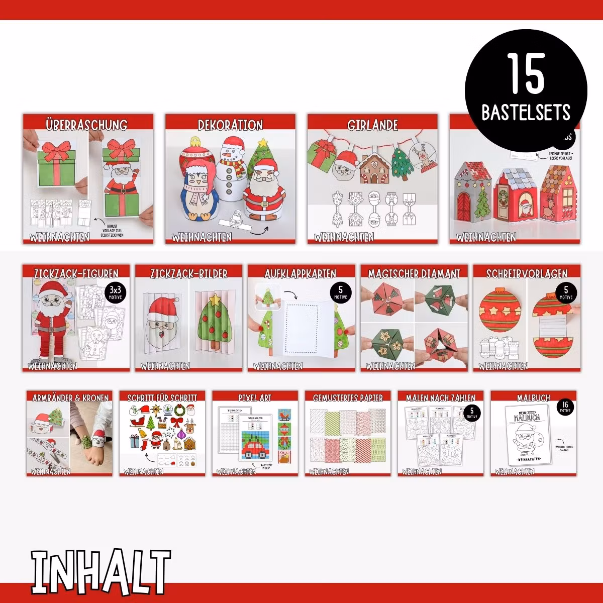 Weihnachtsbasteln - Das ultimative Bastelpaket zum Ausdrucken
