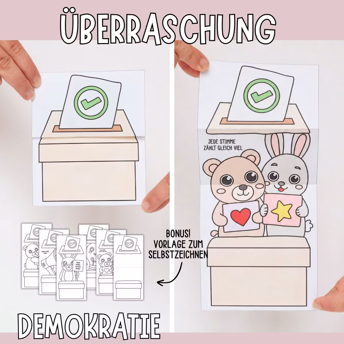 Aufklappbare Bastelbilder - Demokratie