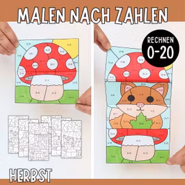 Malen nach Zahlen (Rechnen 0-20) - Herbst