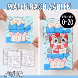 Malen nach Zahlen (Rechnen 0-20) - Winter